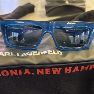 Karl Lagerfeld Translucent Blue Rectangular Sunglasses
